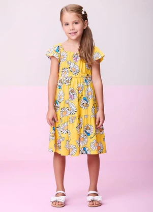Momi - Vestido Floral de Margaridas Amarelo - MOMI