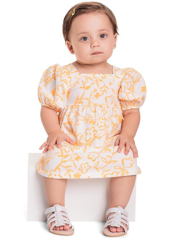 Quimby - Vestido Floral em Cotton para Bebê Bege