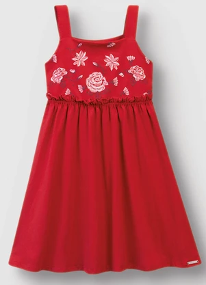 Carinhoso - Vestido Floral Godê Vermelho - CARINHOSO
