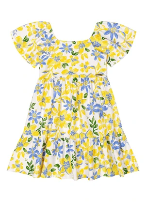 Quimby - Vestido Floral Infantil Amarelo - QUIMBY