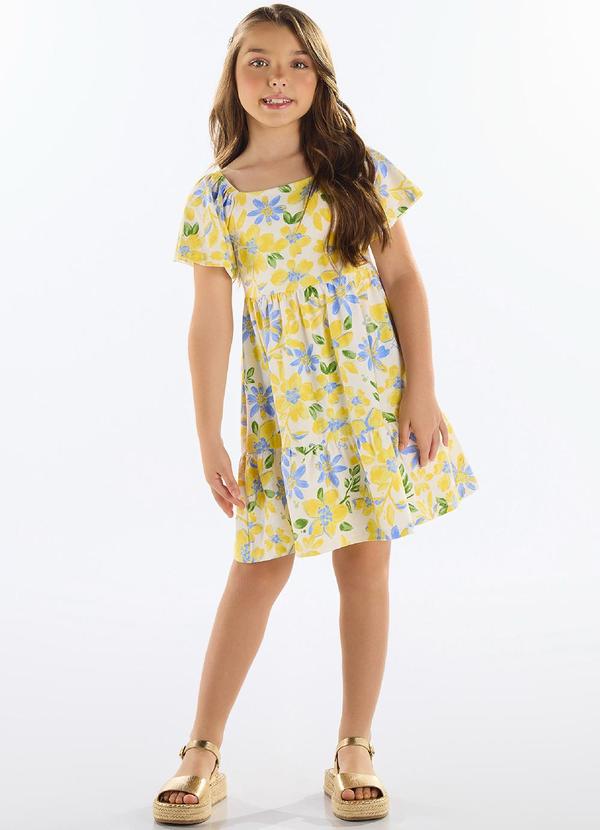 Quimby - Vestido Floral Infantil Amarelo