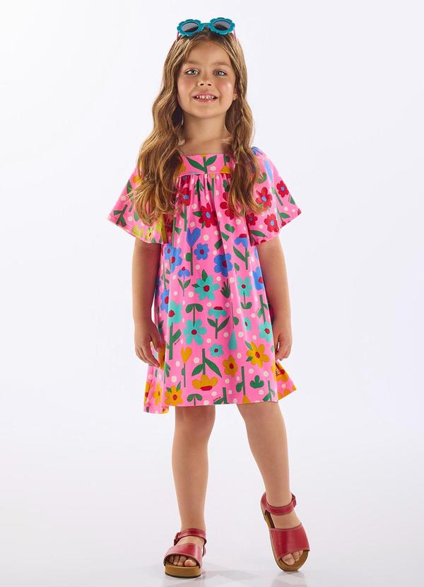 Up Baby - Vestido Floral Infantil Cotton Rosa