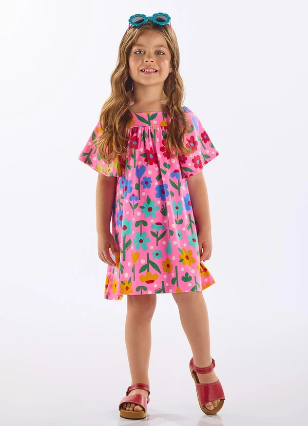Up Baby - Vestido Floral Infantil Cotton Rosa 1