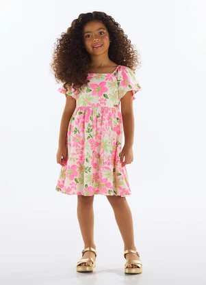 Quimby - Vestido Floral Infantil Rosa - QUIMBY