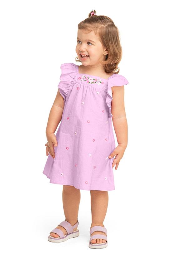 Marisol - Vestido Floral Manga Curta Infantil  Roxo