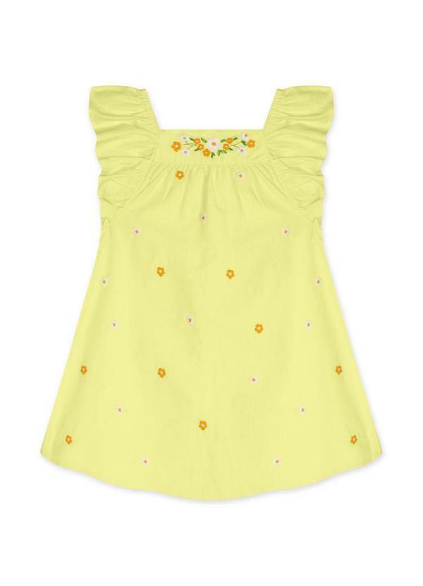 Marisol - Vestido Floral Manga Curta Infantil  Verde