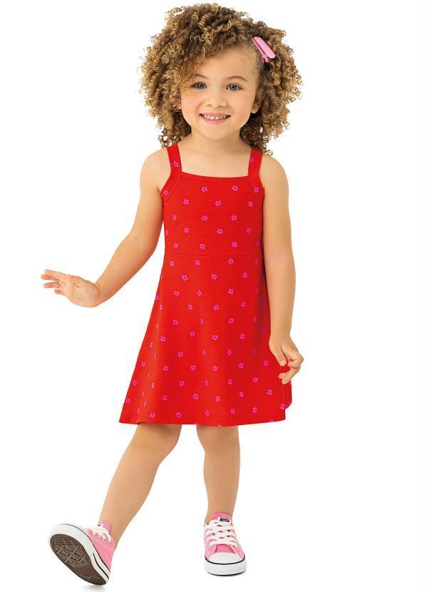 Malwee Kids - Vestido Floral Neon Menina Vermelho