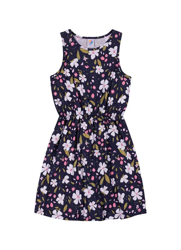 Alenice - Vestido Floral sem Mangas Menina Azul