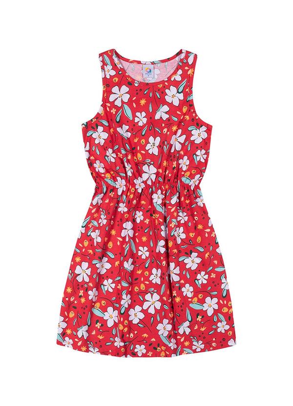 Alenice - Vestido Floral sem Mangas Menina Vermelho 2