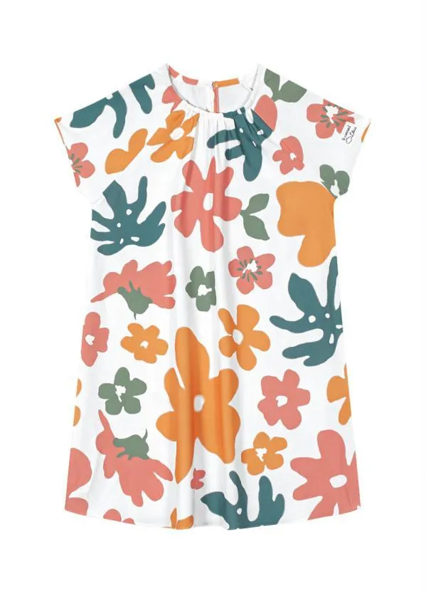 Lilica Ripilica - Vestido Floral Tecido Crepe Branco