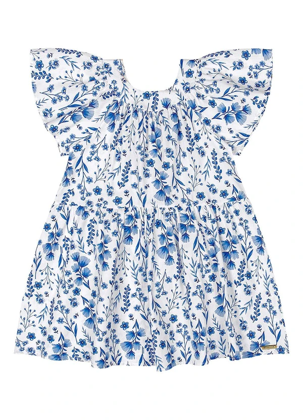 Quimby - Vestido Floral Tricoline Azul 2