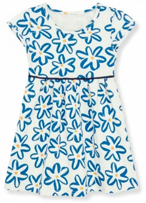 Duduka - Vestido Flores com Recorte na Cintura Azul  - DUDUKA