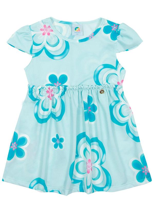 Alenice - Vestido Flores do Verão Meninas Azul