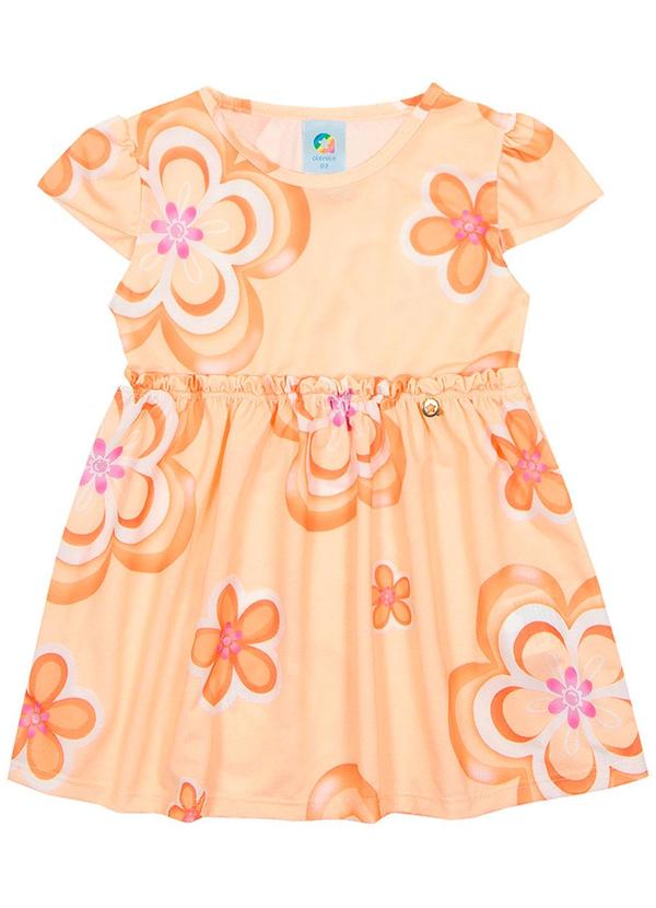 Alenice - Vestido Flores do Verão Meninas Laranja