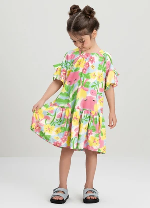 Vestido Flores e Fitas com Laços Três e Já Branco - TRÊS E JÁ