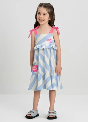 Vestido Flores e Fitas Três e Já Branco - TRÊS E JÁ