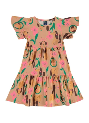 Bee Loop - Vestido Flores & Focinhos Marrom - BEE LOOP