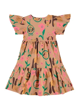 Bee Loop - Vestido Flores & Focinhos Marrom - BEE LOOP
