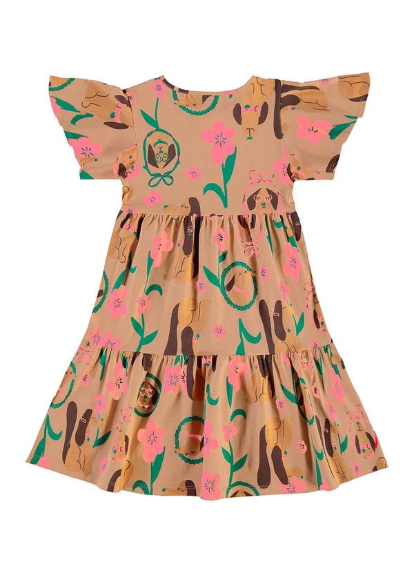 Bee Loop - Vestido Flores & Focinhos Marrom 2