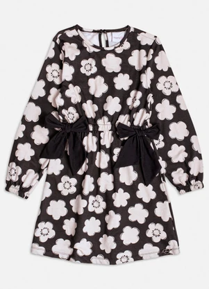 Momi - Vestido Florido com Laços Preto - MOMI