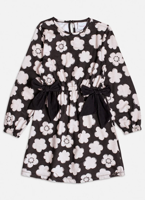 Momi - Vestido Florido com Laços Preto