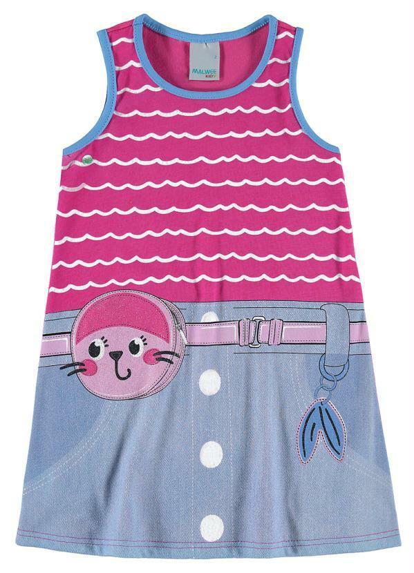 Malwee Kids - Vestido Focas com Glitter Rosa