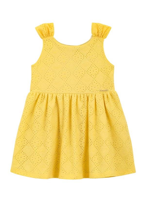 Amada - Vestido Franzido em Malha Laise Amarelo