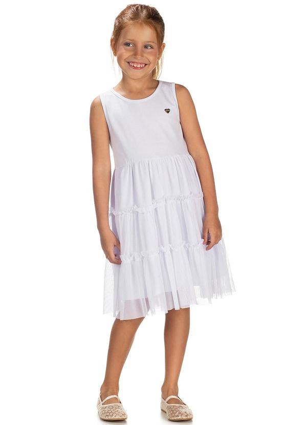 Amada - Vestido Franzido em Tule Flex Branco