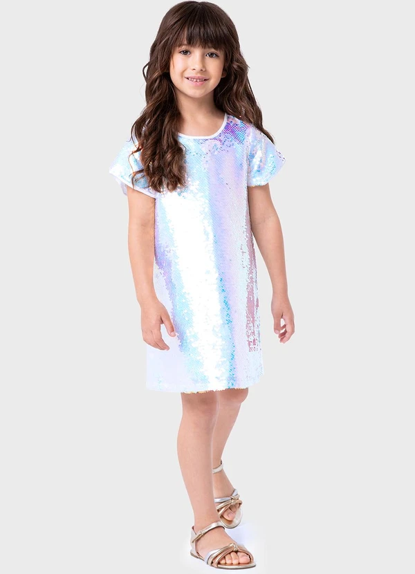 Carinhoso - Vestido Furta-Cor Curto em Paetê