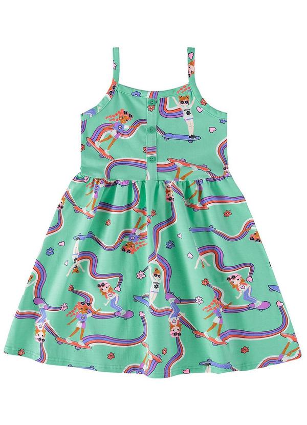 Malwee Kids - Vestido Glitter Feminino Verde Água