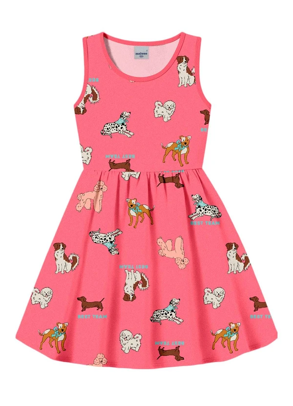 Malwee Kids - Vestido Godê Acinturado Estampado Coral