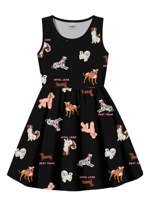 Malwee Kids - Vestido Godê Acinturado Estampado Preto - MALWEE KIDS