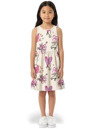 Malwee Kids - Vestido Godê Acinturado Patins Branco - MALWEE KIDS