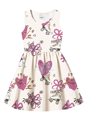 Malwee Kids - Vestido Godê Acinturado Patins Branco - MALWEE KIDS
