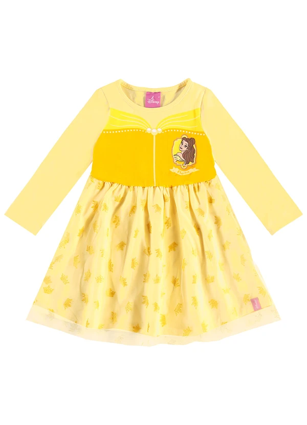 Malwee Kids - Vestido Godê Bela & a Fera® Amarelo
