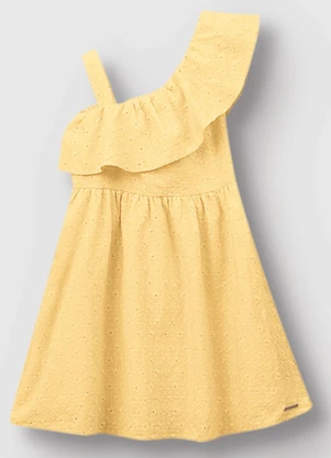 Carinhoso - Vestido Godê Bordado Amarelo - CARINHOSO