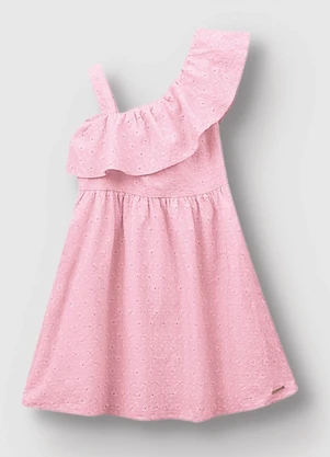 Carinhoso - Vestido Godê Bordado Rosa Claro - CARINHOSO