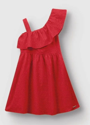 Carinhoso - Vestido Godê Bordado Vermelho - CARINHOSO