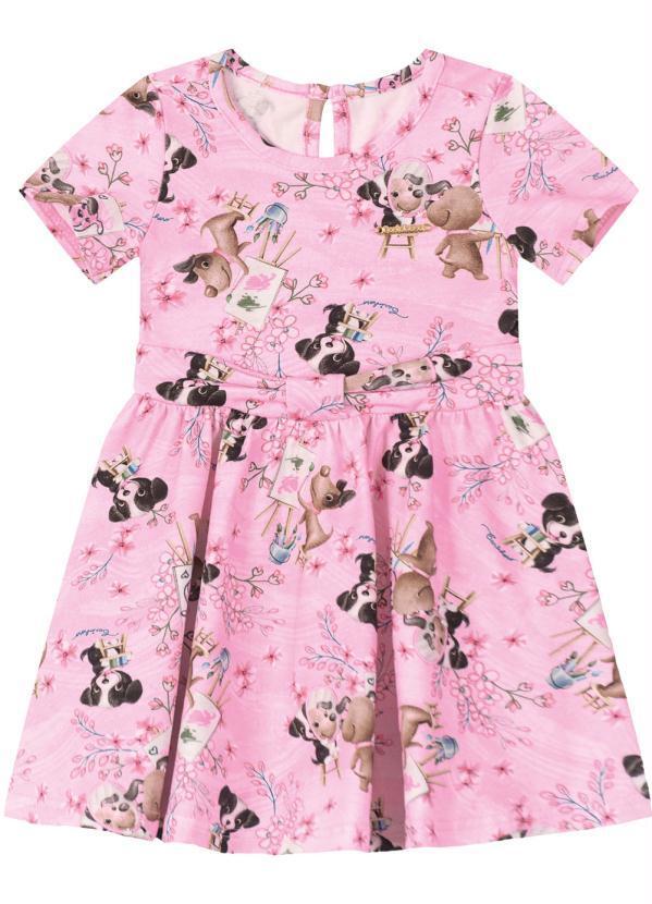 Carinhoso - Vestido Godê Cachorrinho Rosa