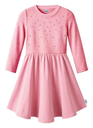 Malwee Kids - Vestido Godê Canelado com Aplique Rosa Claro - MALWEE KIDS