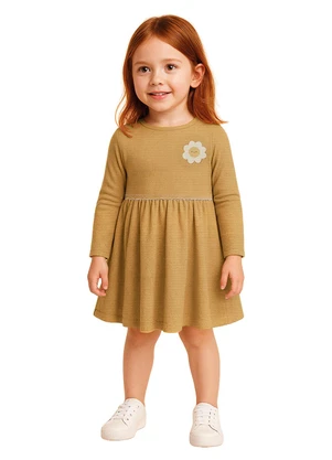 Malwee Kids - Vestido Godê com Aplique Floral Amarelo Pastel - MALWEE KIDS