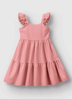 Carinhoso - Vestido Godê com Pérolas Rosê - CARINHOSO