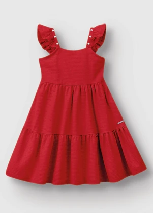 Carinhoso - Vestido Godê com Pérolas Vermelho - CARINHOSO