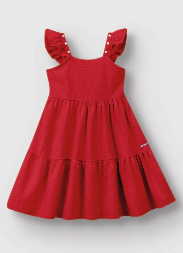 Carinhoso - Vestido Godê com Pérolas Vermelho