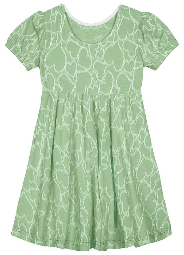Carinhoso - Vestido Godê Corações Menina Verde 2