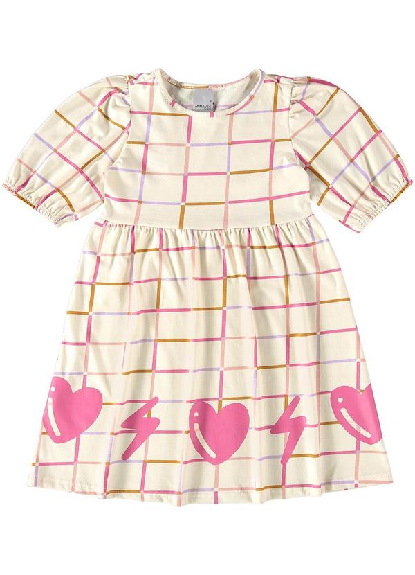 Malwee Kids - Vestido Godê Corações Off White