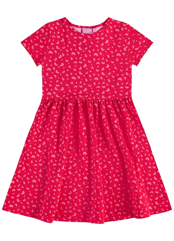 Malwee Kids - Vestido Godê Curto Animal Print Rosa Escuro
