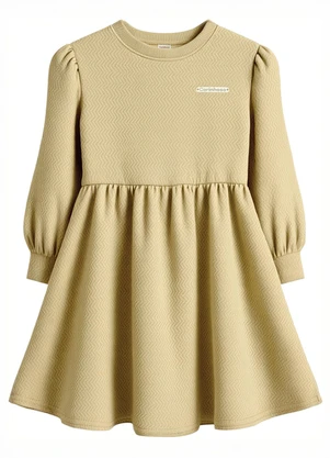 Carinhoso - Vestido Godê Curto Texturizado Areia - CARINHOSO