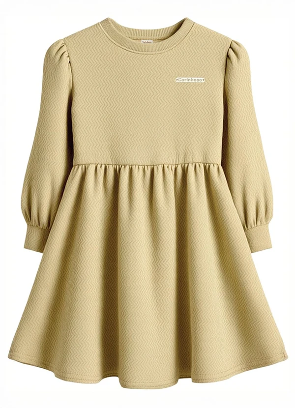 Carinhoso - Vestido Godê Curto Texturizado Areia