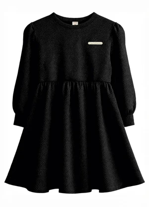 Carinhoso - Vestido Godê Curto Texturizado Preto - CARINHOSO
